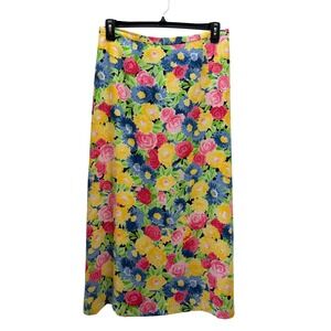 Vtg Pendleton Vibrant Colorful Floral Maxi Skirt Size 12 Garden Cottagecore